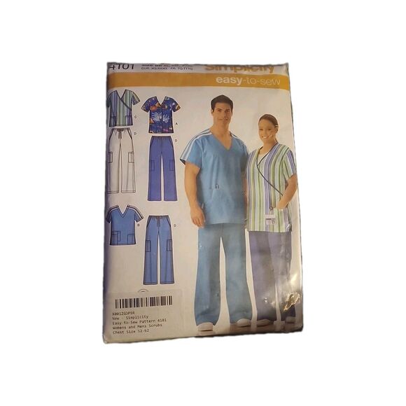 Simplicity 0294 4101 EASY Medical/Hospital Scrubs Top/Pants Size BB X-XXXL Nurse - Picture 1 of 8